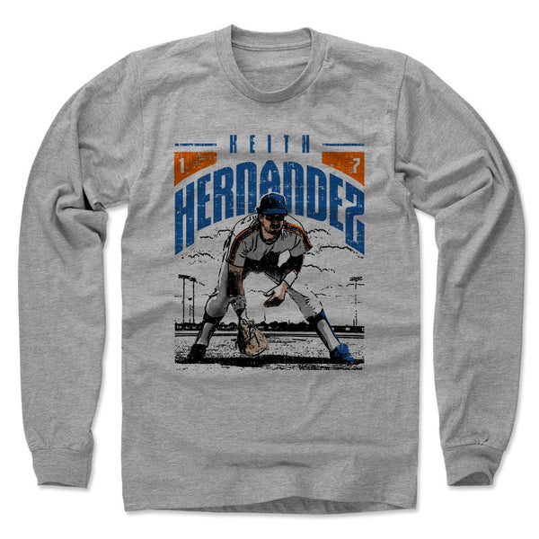 New York Mets Keith Hernandez Men's Crewneck Sweatshirt - Heather Gray - New York | 500 Level